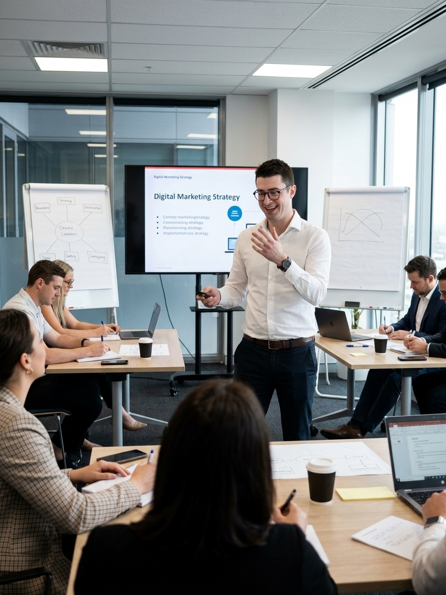 Volodimir presenting AI strategy to a leadership team